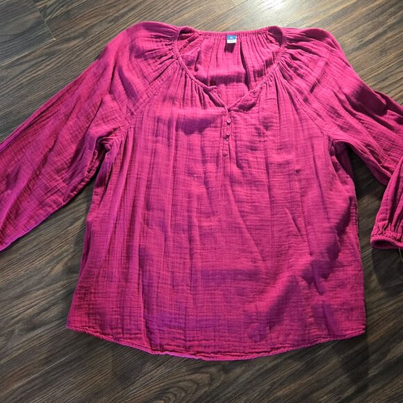 OLD NAVY Peasant/70's Style Relaxed Fit Cotton Blouse SIZE XL TALL - Picture 1 of 6